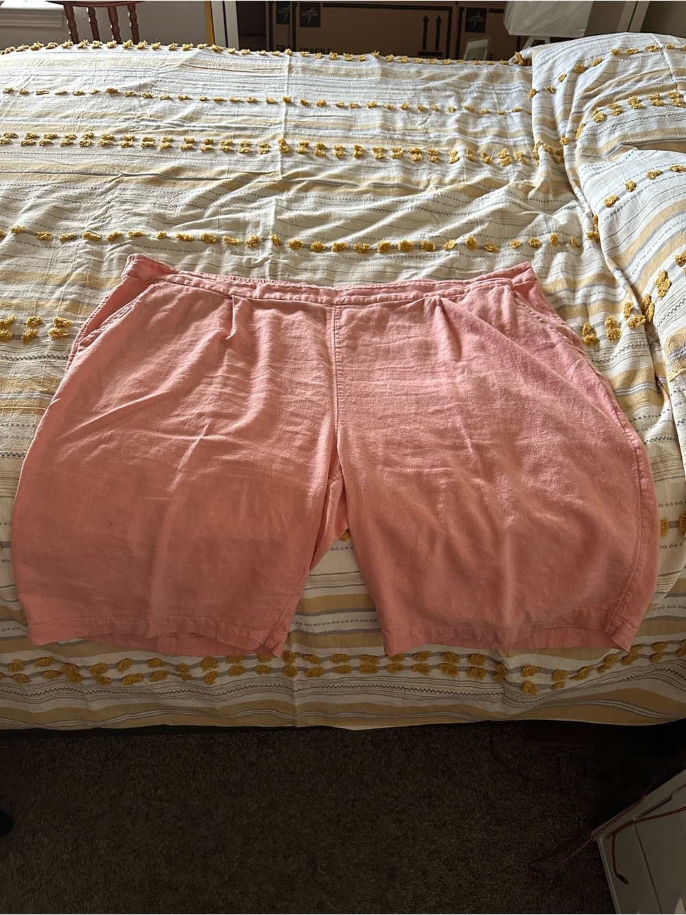 Women's Pink Casual Linen-Blend Shorts